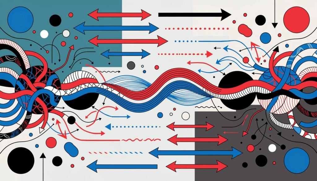 Abstract illustration of bilateral stimulation used in EMDR therapy, depicting left-right alternation for memory processing