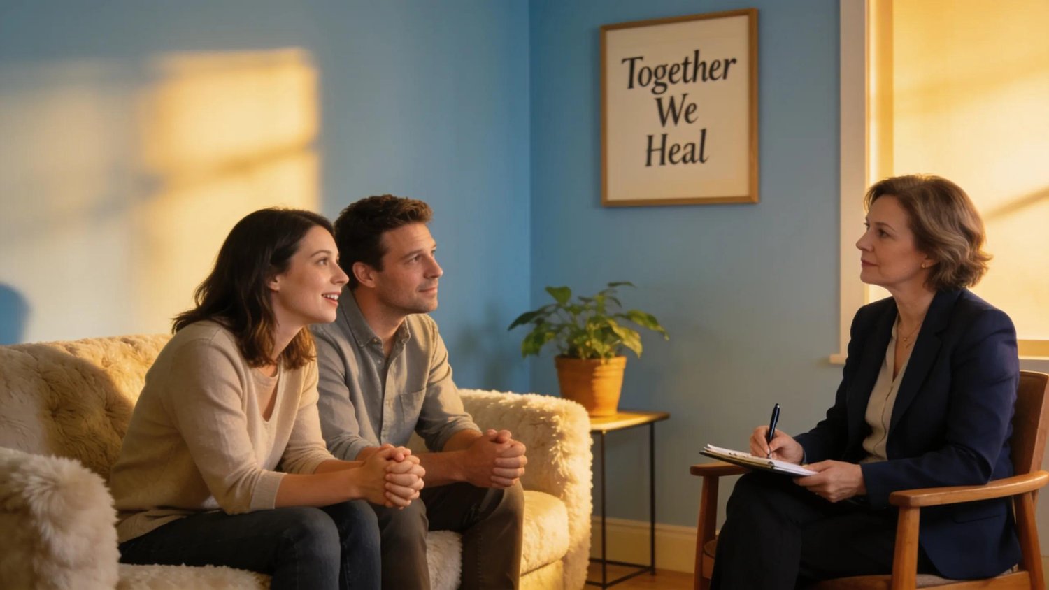 Couple in a supportive counseling session at Sunshine State Counseling Center in Fort Myers