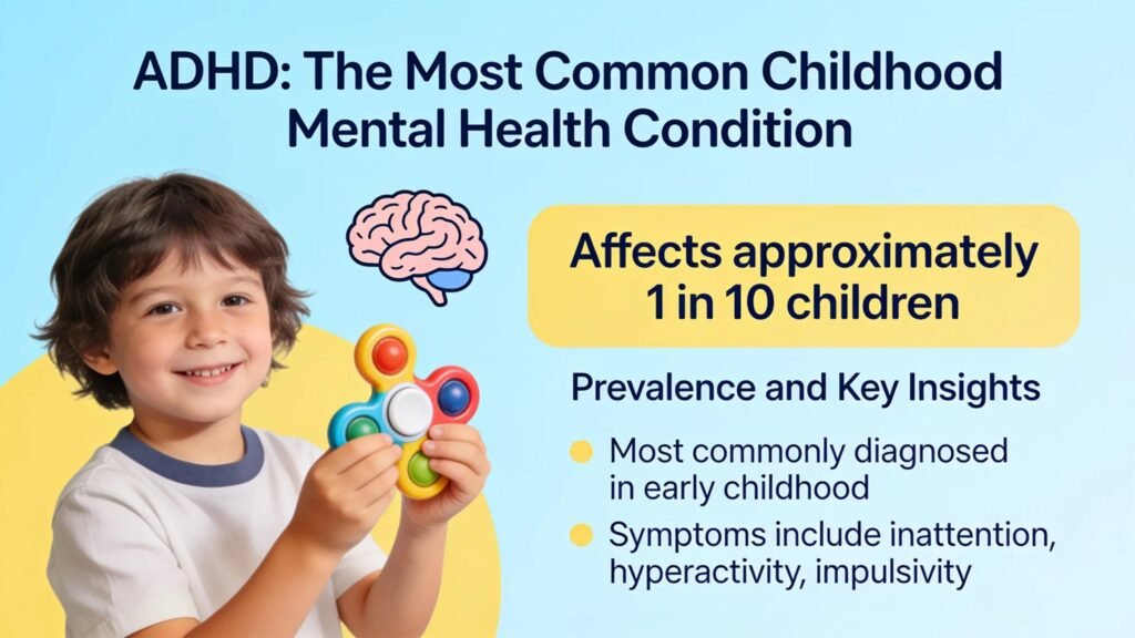 ADHD is the most common mental health condition in childhood, affecting approximately one in every