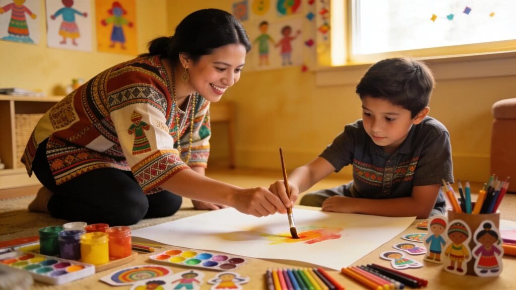 Bilingual art therapy session emphasizing community support and emotional connection in Fort Myers