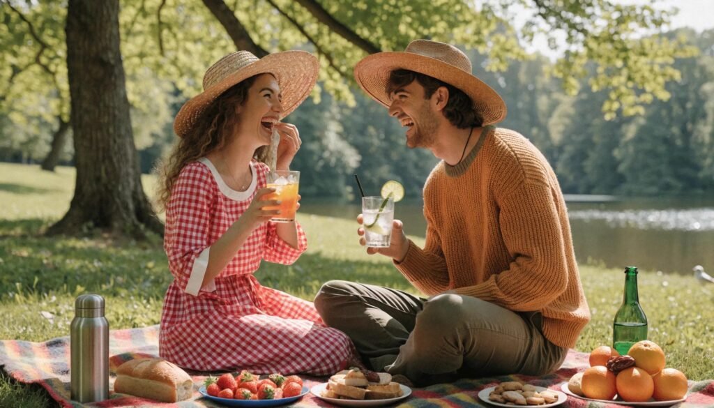 Happy couple enjoying a picnic, representing relationship therapy benefits from couples counseling