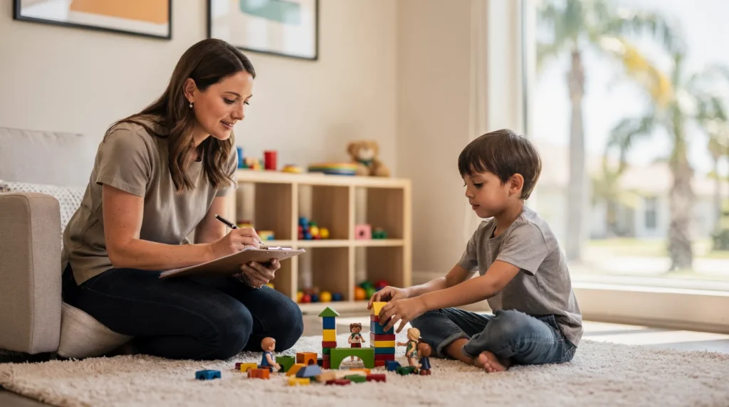 Children's therapy at Sunshine State Counseling Center uses art therapy, sand tray therapy, play therapy