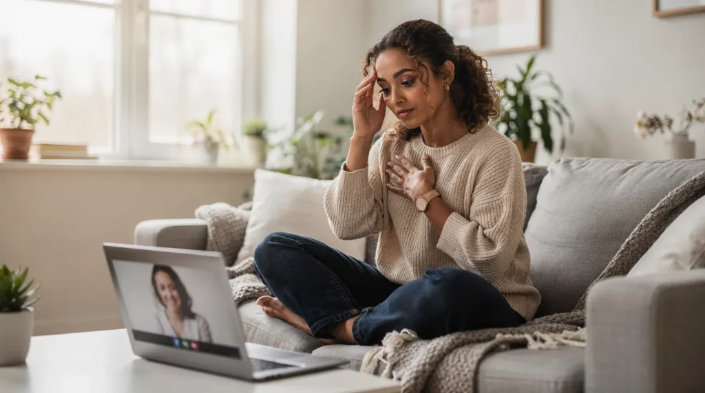Telehealth therapy is available for individuals aged 12 and older, couples, and families seeking mental